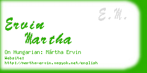 ervin martha business card
